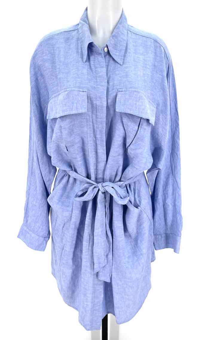 Size L Banana Republic Blue Linen Dress