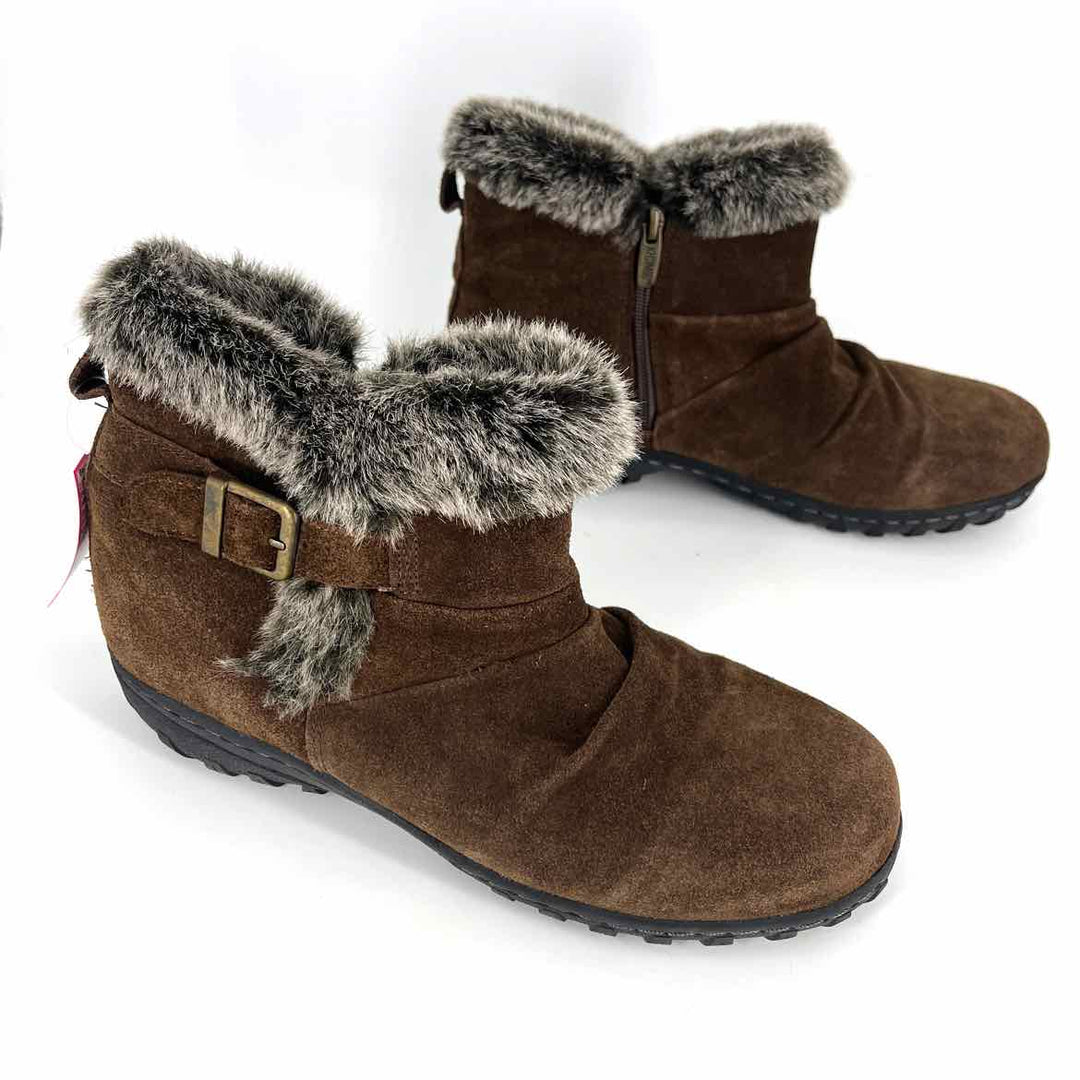 Shoe Size 9 KHOMBU Brown Leather Faux Fur Boots