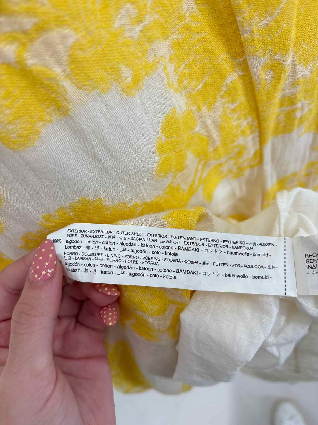 Size XS/S ZARA Yellow Print Dress