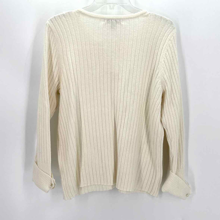 Size L LIZ CLAIBORNE Cream Knit Cotton Sweater