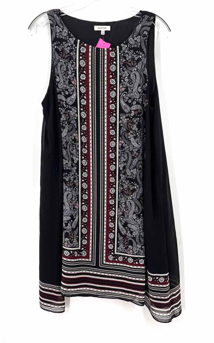 Size L MAX STUDIO Black Print Dress