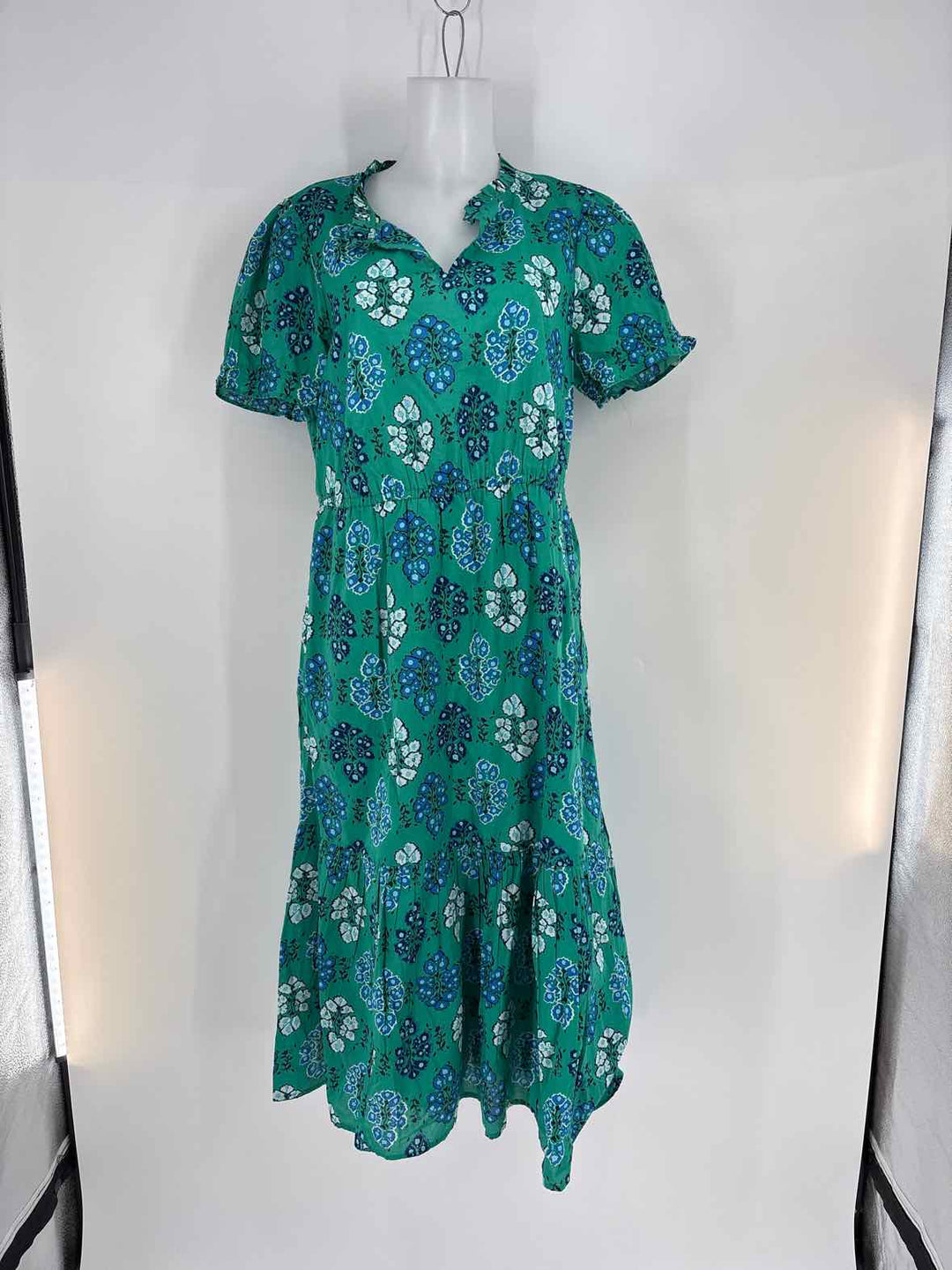 Size 6 J Crew Green Print Dress