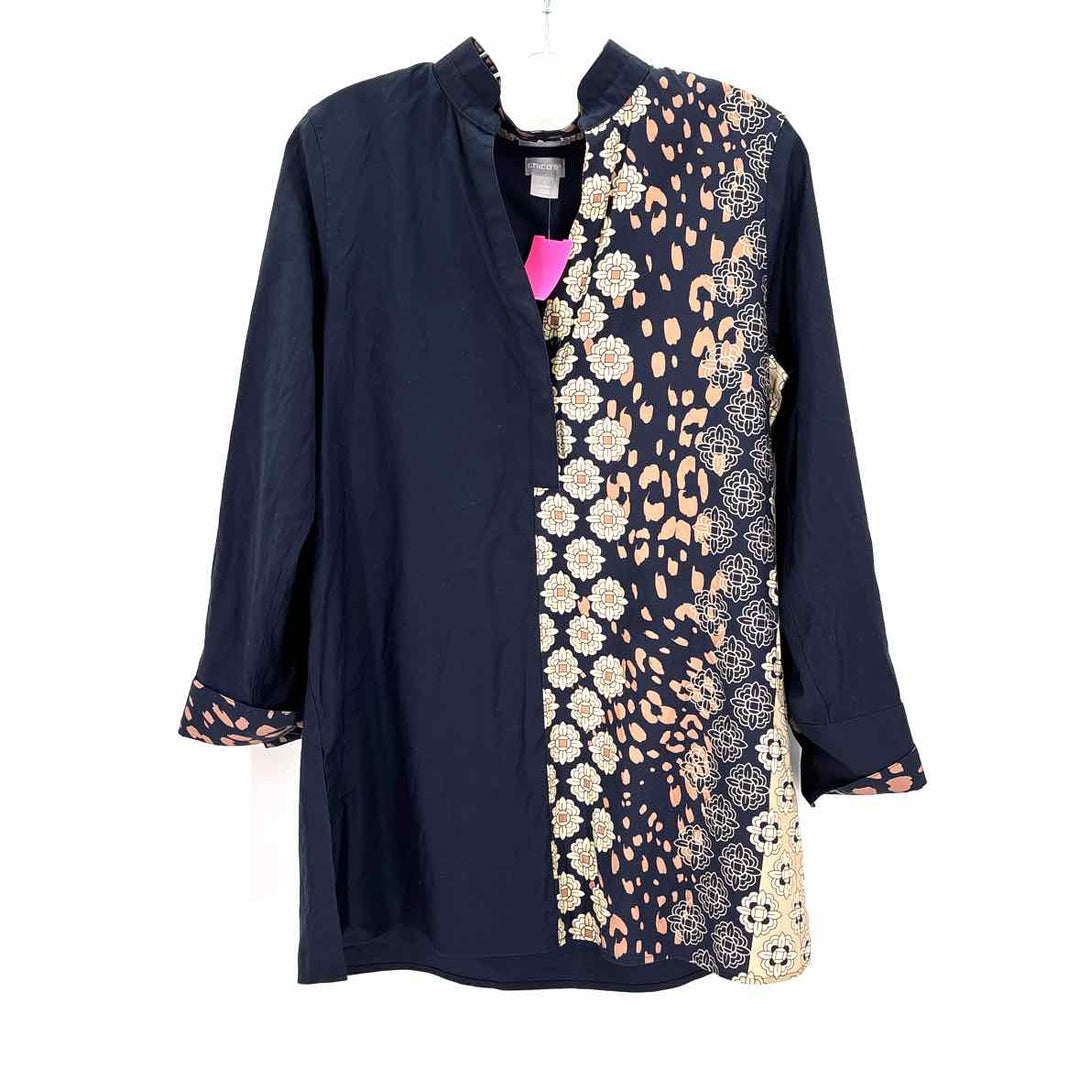 Size 8 Chico's Navy Print Shirt