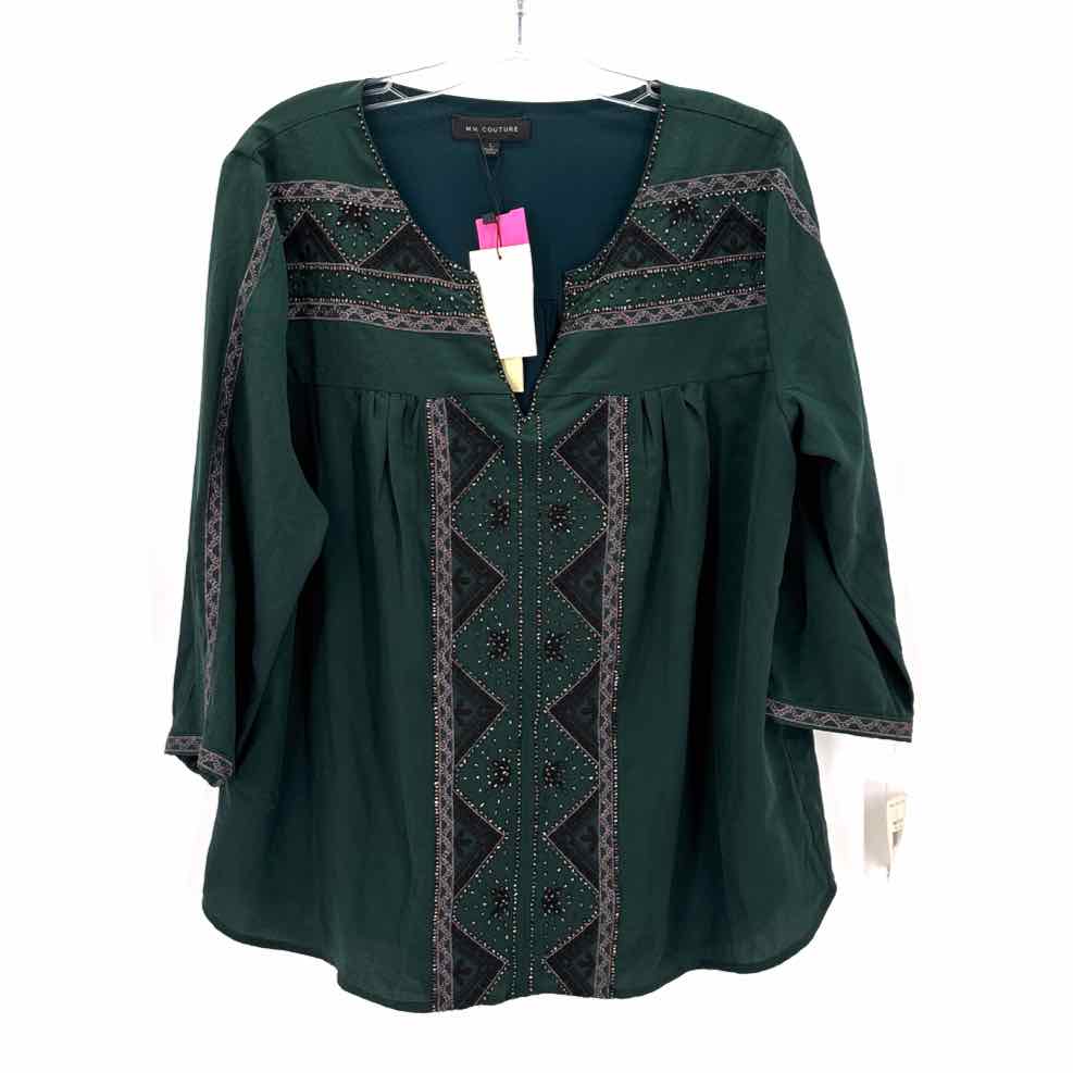Size M MM COUTURE Green Beaded Shirt