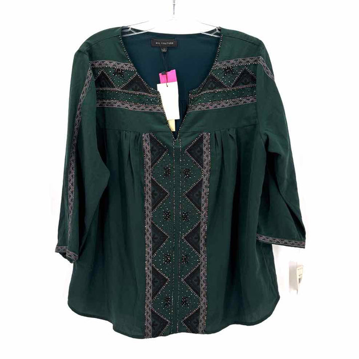 Size M MM COUTURE Green Beaded Shirt