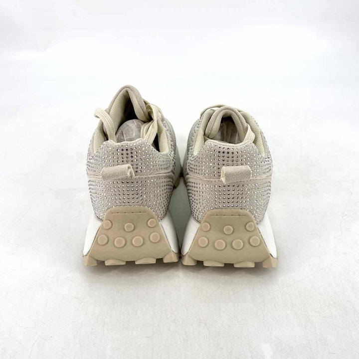 Shoe Size 9 AZALEA WANG Beige Rhinestone Sneakers