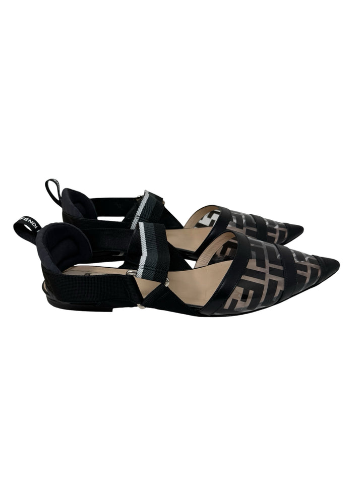 Shoe Size 39 Fendi Black Print Flats