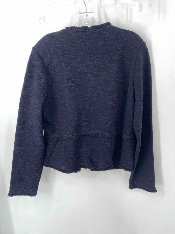Size L White House Black Market Navy Print Blazer