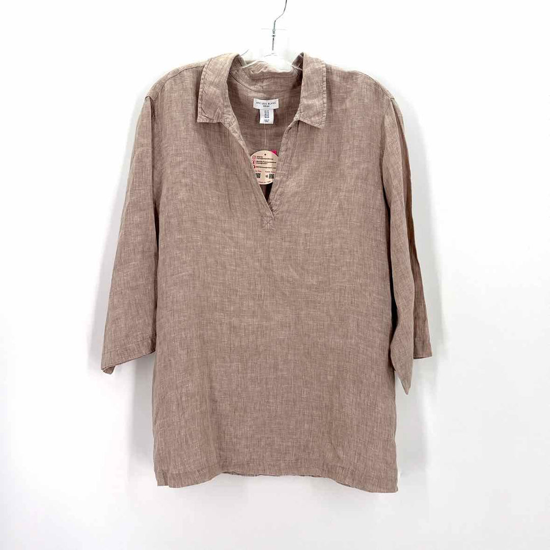 Size 1X Anthropologie Tan Linen Shirt
