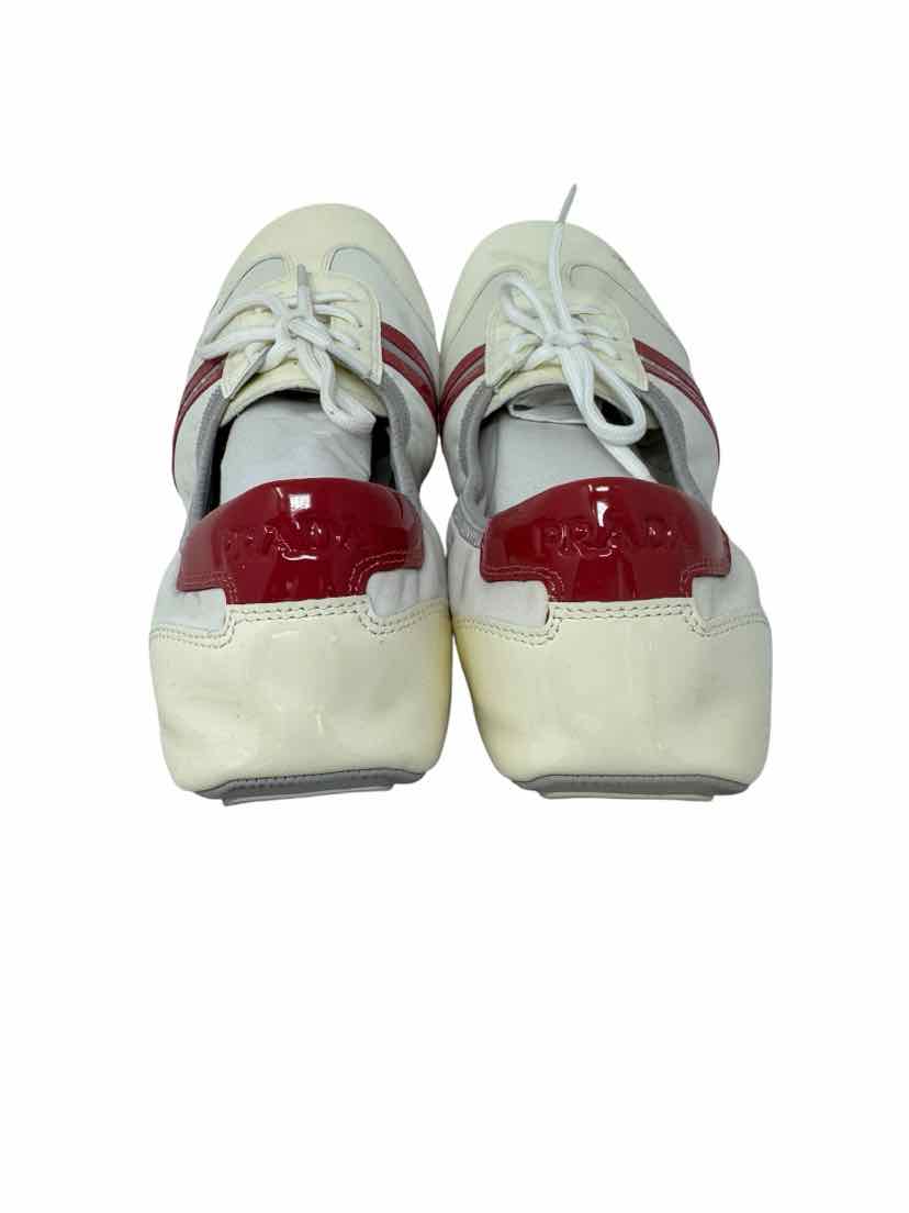 Shoe Size 38.5 PRADA White PATENT Luxury - Flats