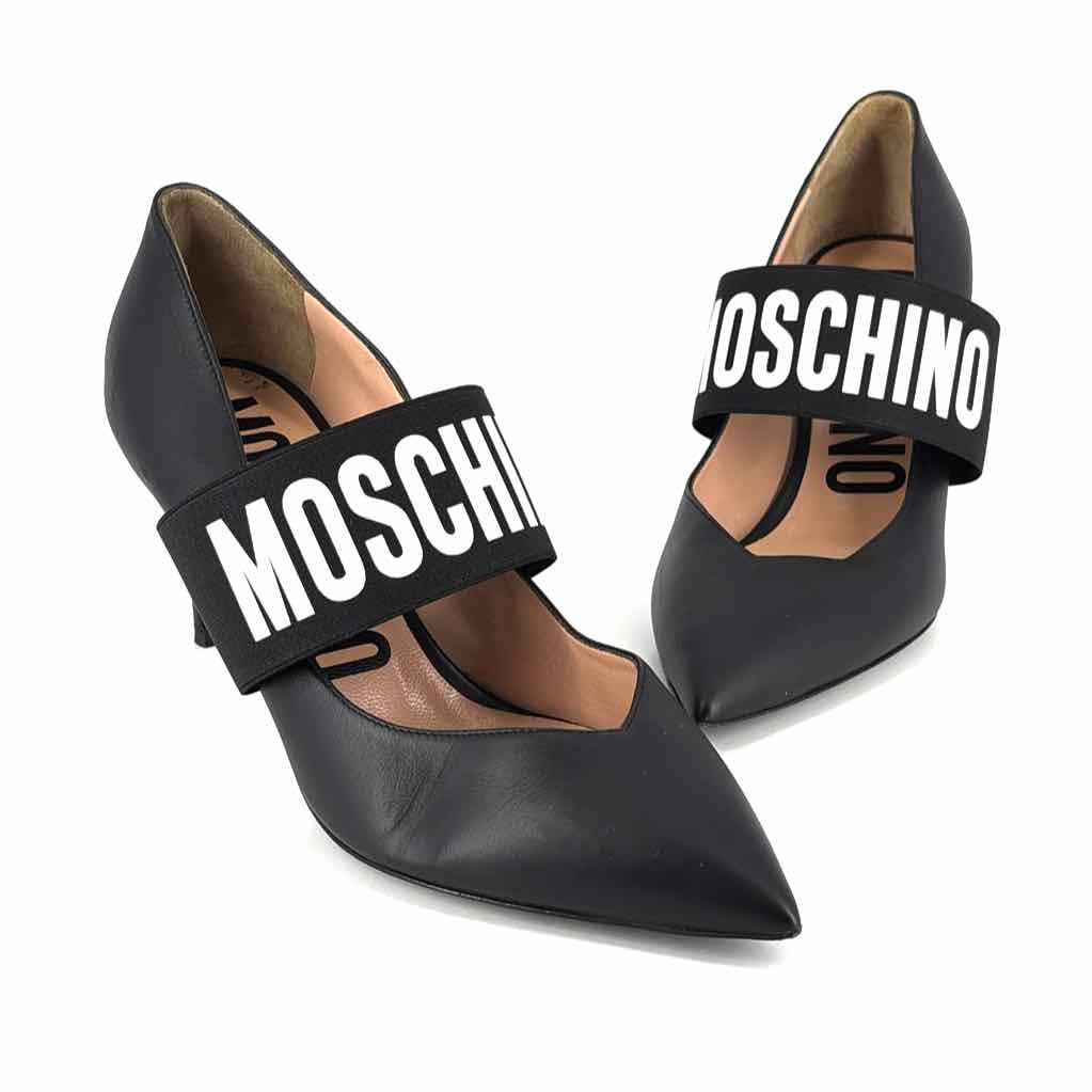 Shoe Size 40 MOCHINO Black Leather Luxury - Pumps