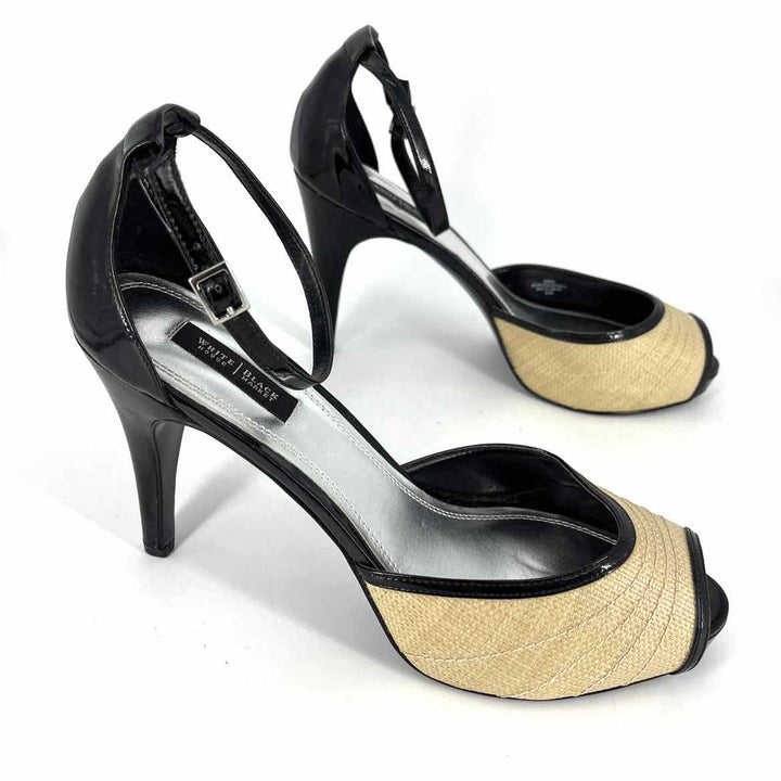 Shoe Size 9.5 White House Black Market Black PATENT Straw Pumps