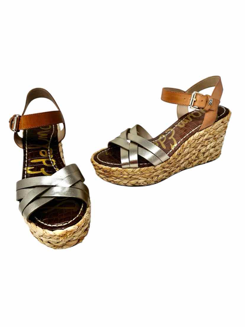 Shoe Size 8 Sam Edeleman Gold Leather Sandals