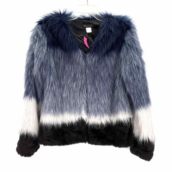 Size 10 VENUS Multi-Color Faux Fur Jacket