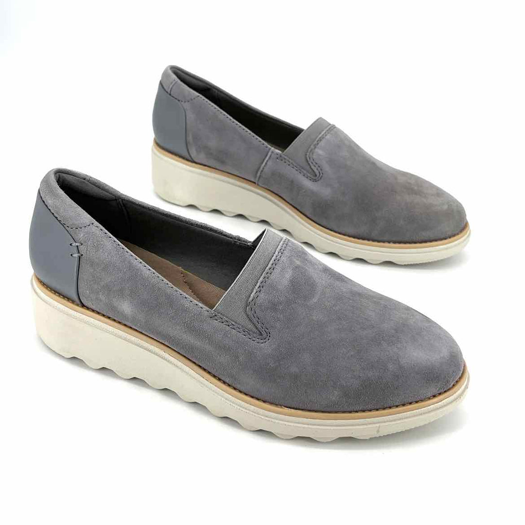 Shoe Size 7 CLARKS Gray Suede Loafers