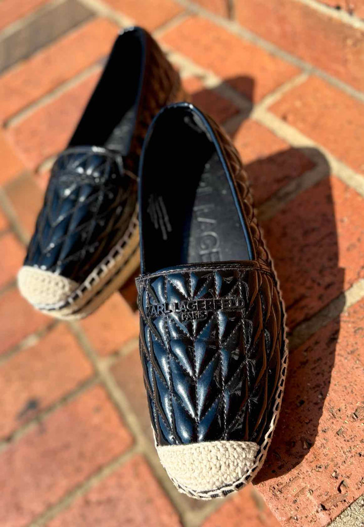 Shoe Size 7 KARL LAGERFELD Black Leather Quilted Flats
