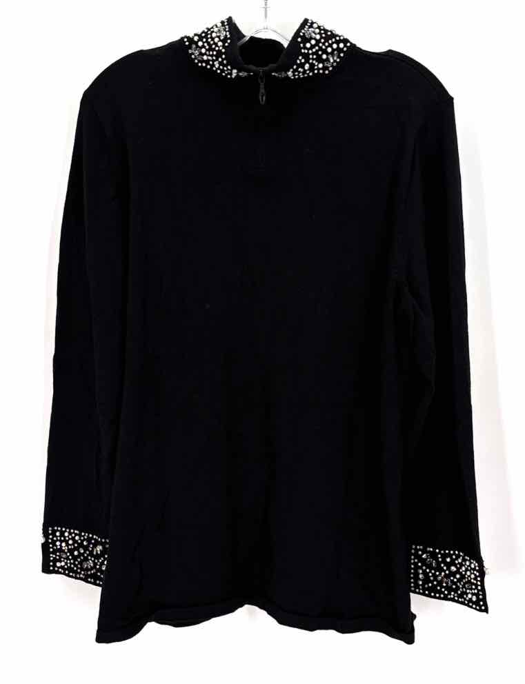 Size XL Chico's Black Knit Beaded Sweater