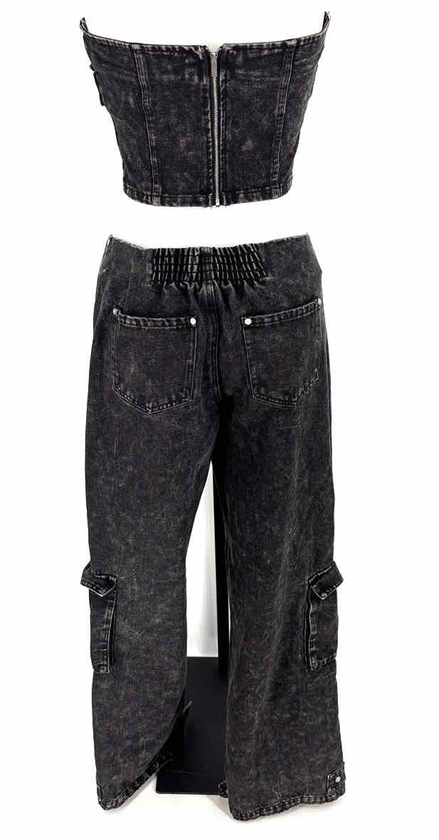 Size M FASHION NOVA Black Denim 2 PC Dress