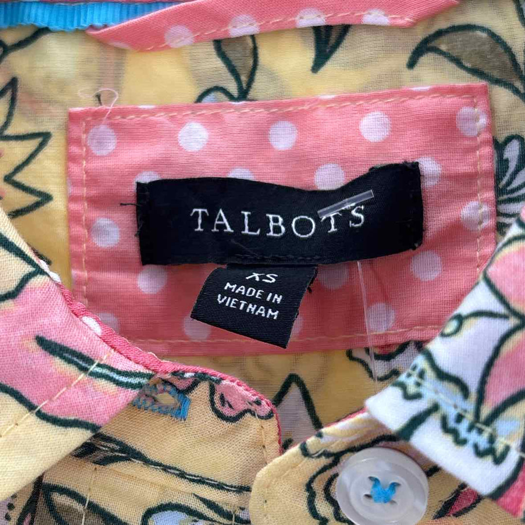 Size XS Talbots Yellow Print Shirt
