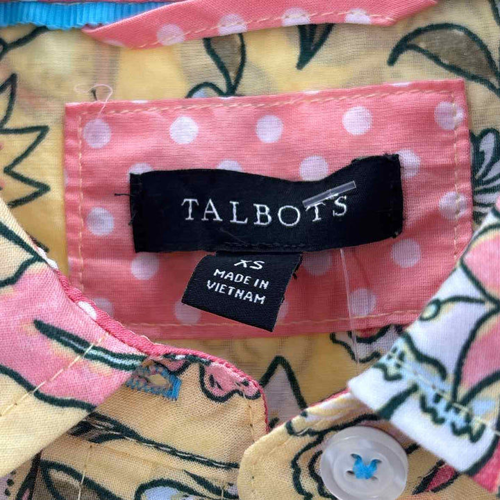 Size XS Talbots Yellow Print Shirt