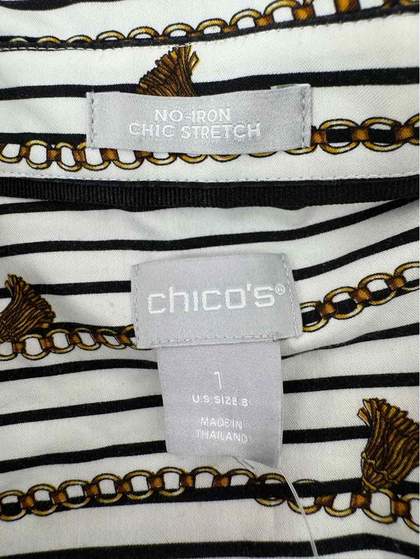 Size 8 Chico's White Print Shirt