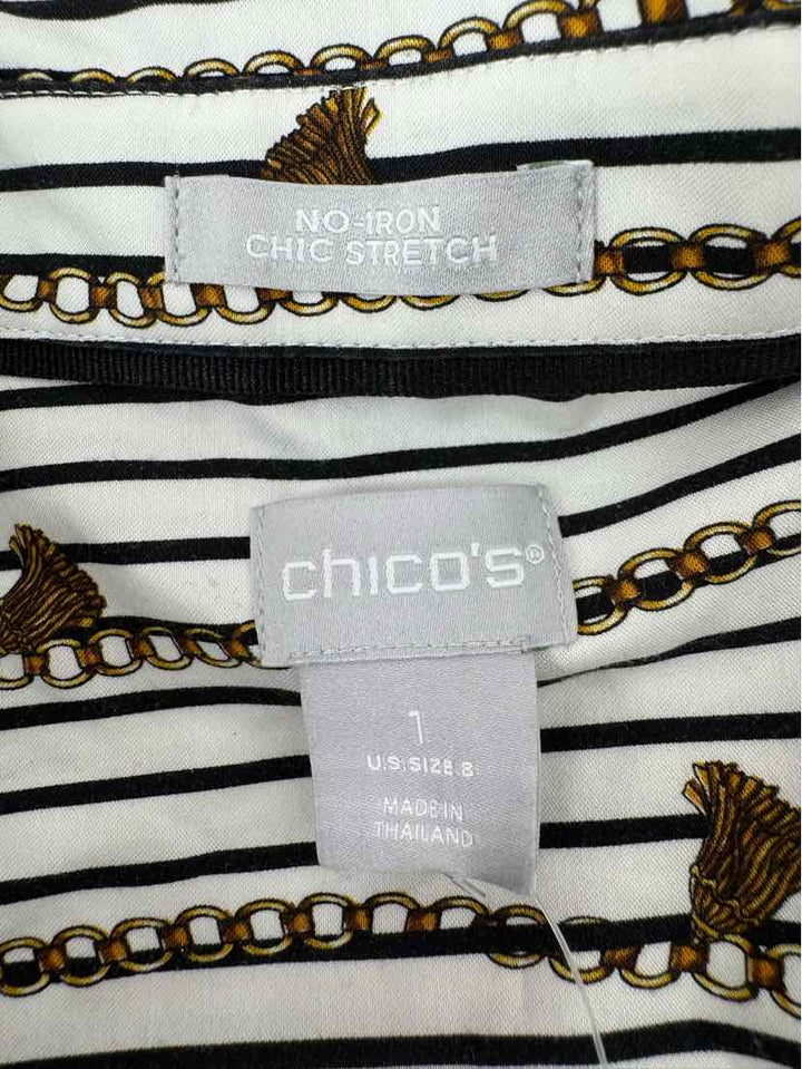 Size 8 Chico's White Print Shirt
