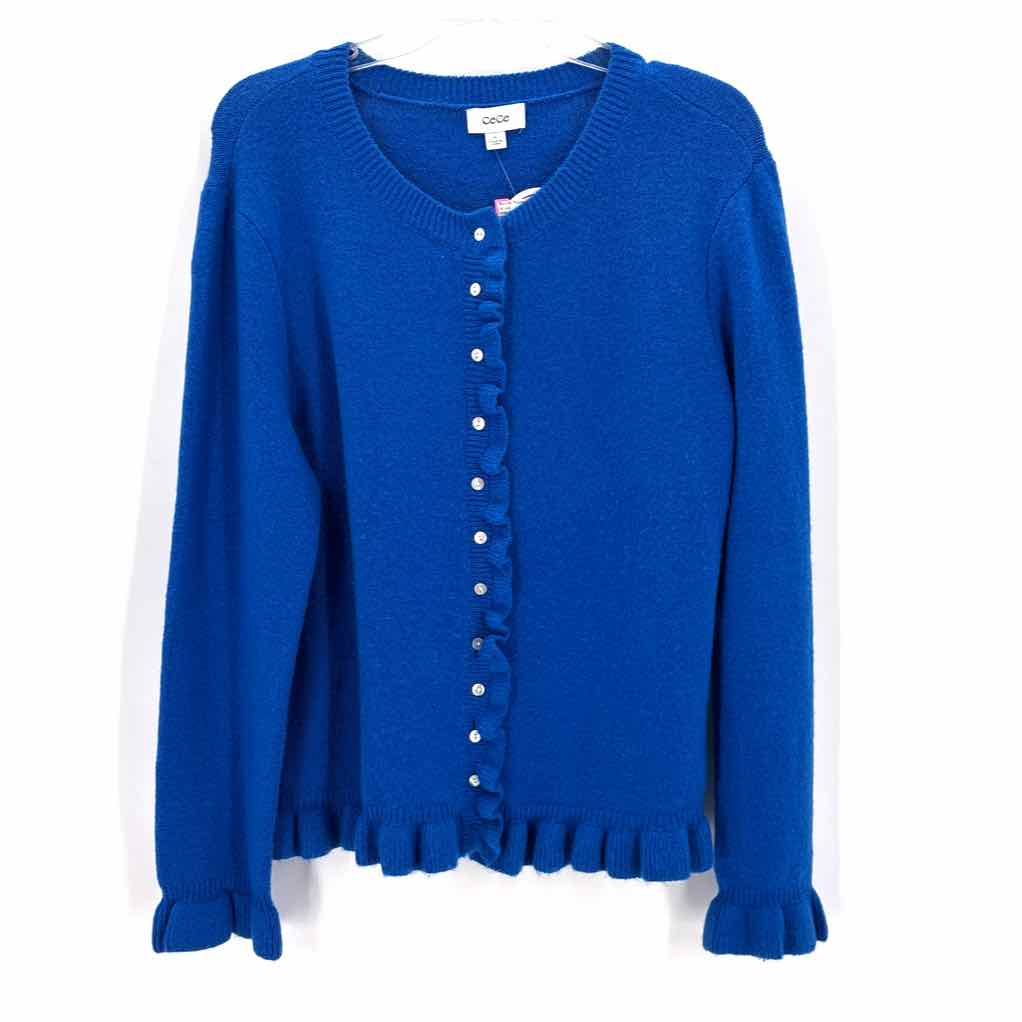Size XL CECE Royal Blue Knit Cardigan