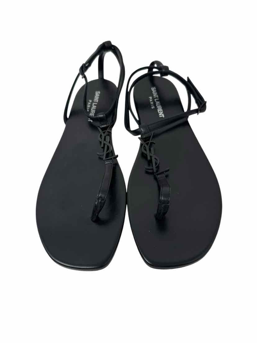Shoe Size 38.5 SAINT LAURENT Black Leather Luxury - Sandals