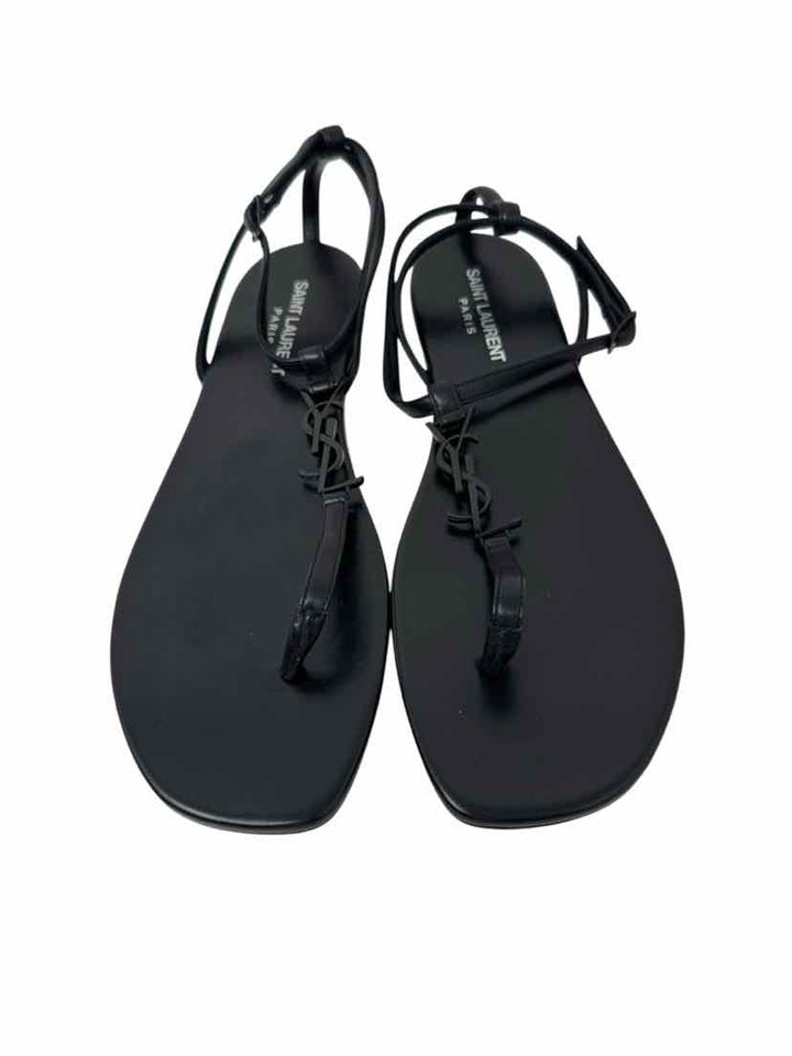 Shoe Size 38.5 SAINT LAURENT Black Leather Luxury - Sandals