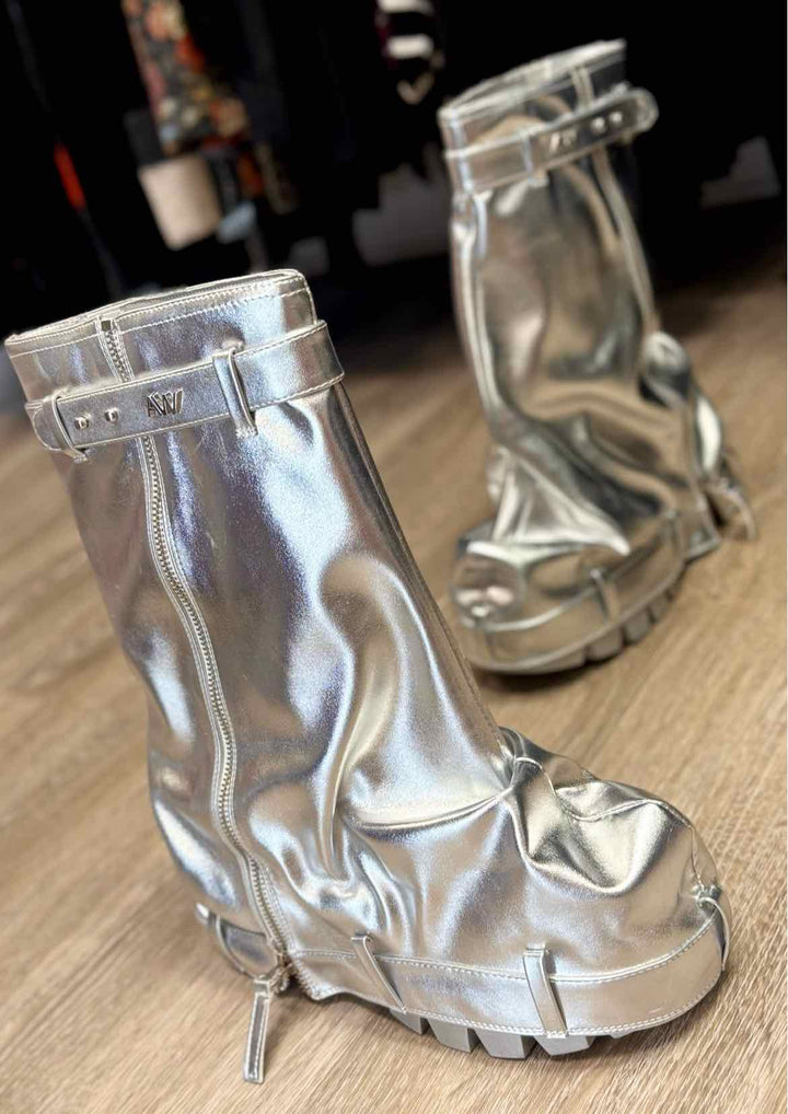 Shoe Size 7 AZALEA WANG Silver Boots