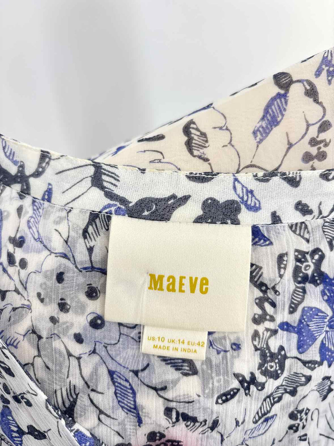 Size 10 MAEVE Blue Print Dress