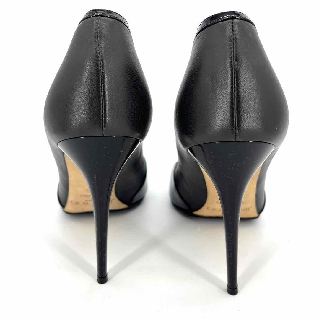 Shoe Size 39.5 JIMMY CHOO Black Leather Patent Heels