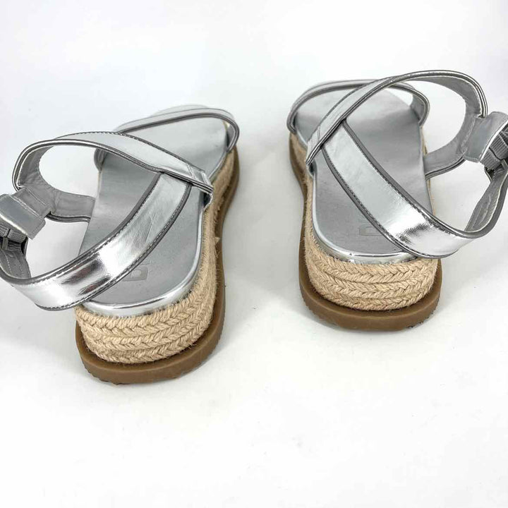 Shoe Size 10 DKNY Silver Faux Leather Sandals
