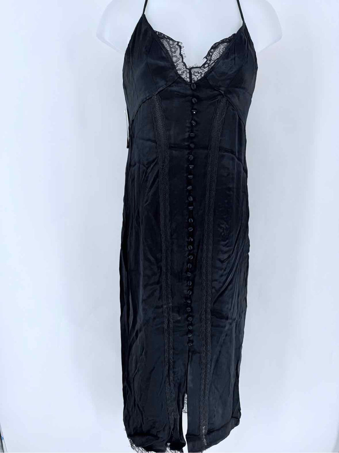 Size 14 Anthropologie Black Sateen Dress