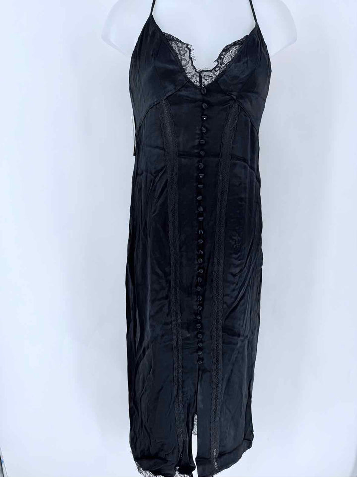 Size 14 Anthropologie Black Sateen Dress