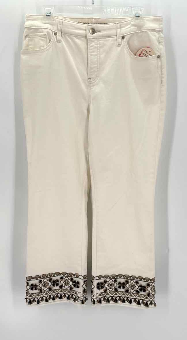Size 10 Chico's Ivory Denim Beaded Jeans