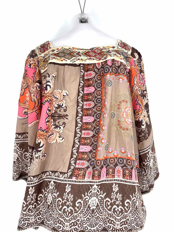 Size M Johnny Was Brown Print Shirt