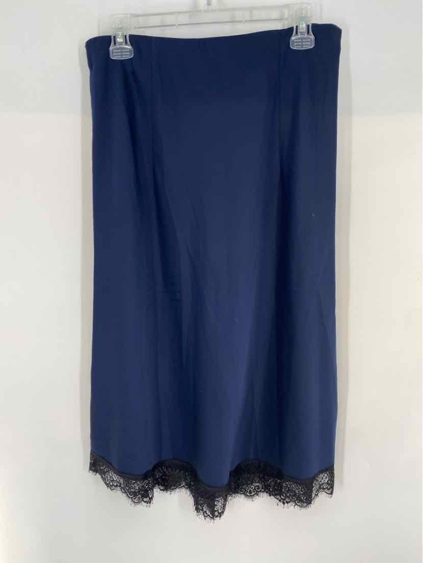 Size M J Crew Blue Sateen Lace Skirt