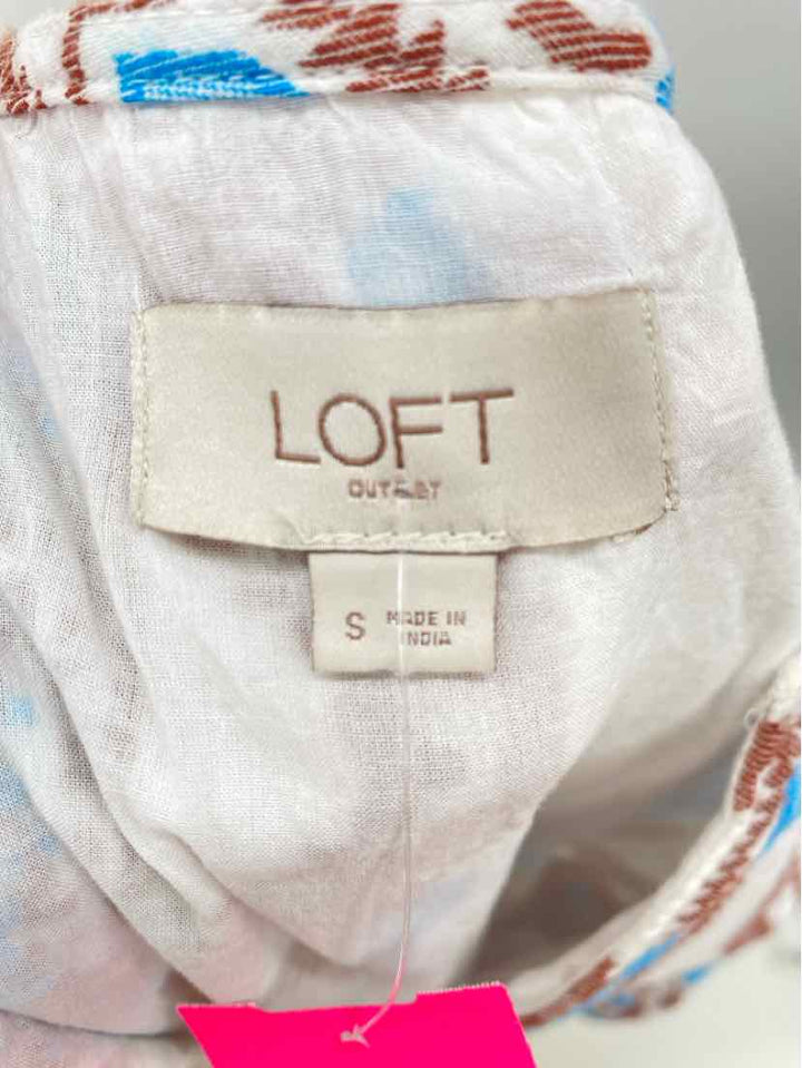 Size S LOFT White Print Dress