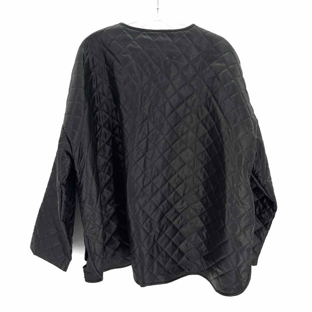 Size 1X Black Faux Leather Quilted Jacket