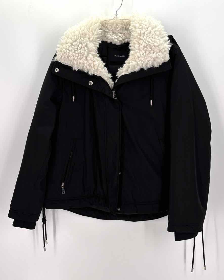 Size L TAHARI Black Nylon Coat