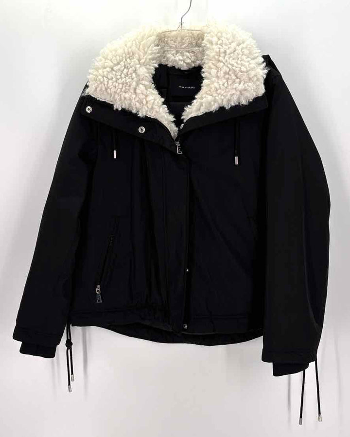 Size L TAHARI Black Nylon Coat