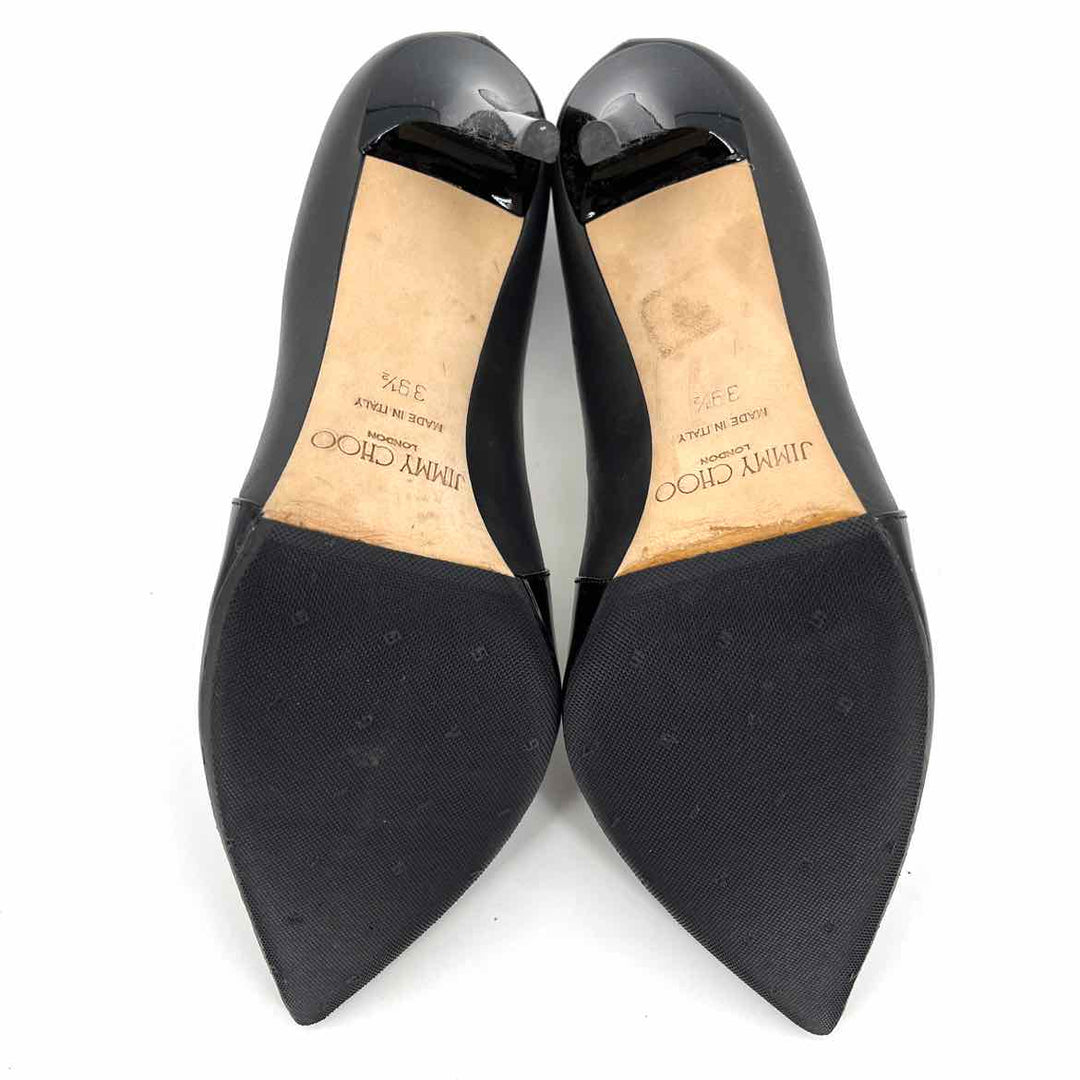 Shoe Size 39.5 JIMMY CHOO Black Leather Patent Heels