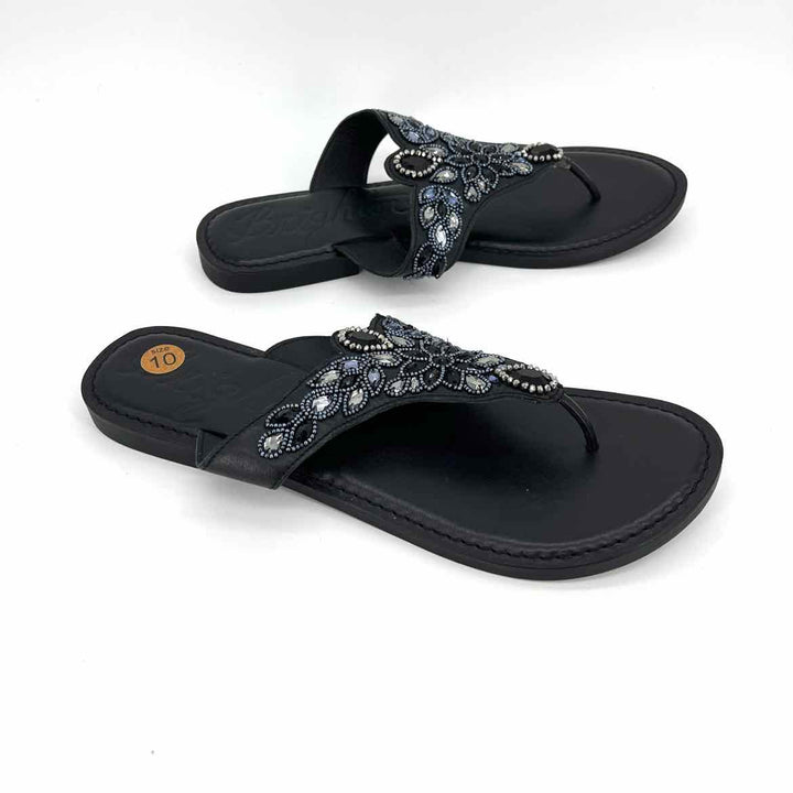 Shoe Size 10 BRIGHTON Black Leather Sandals