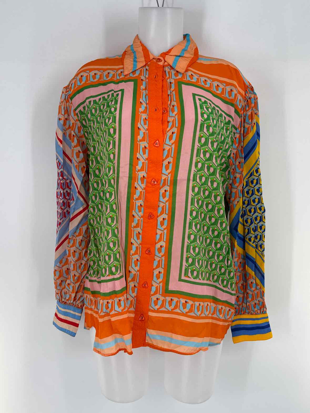 Size M FARM RIO Multi-Color Silk Shirt