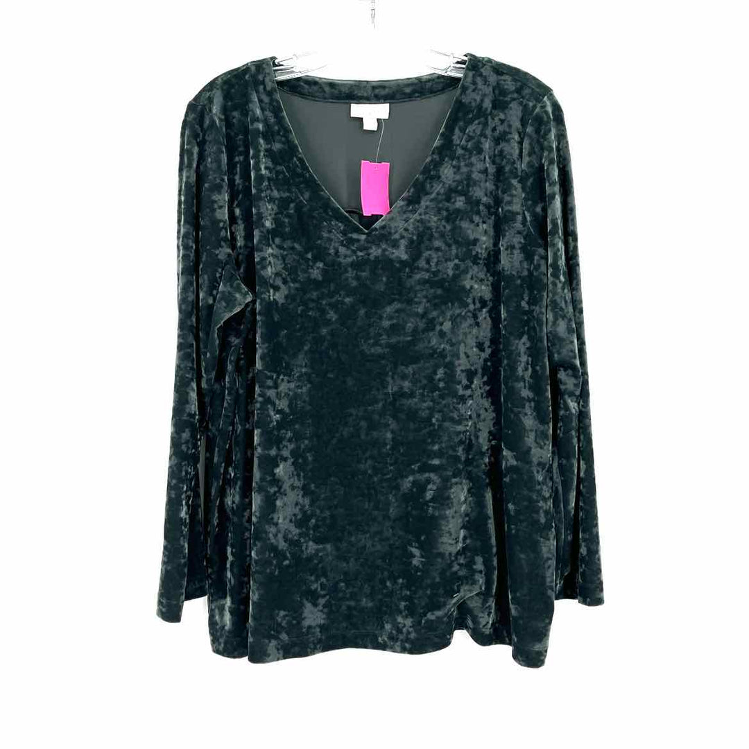 Size L J.JILL Forest Green Velour Shirt