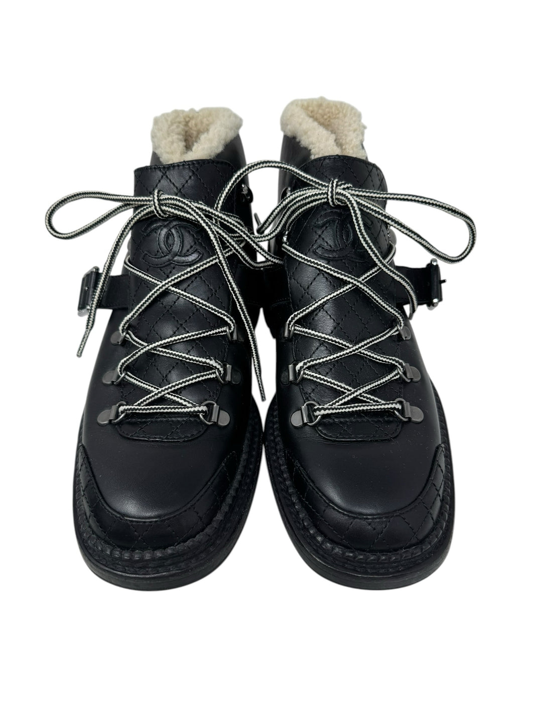 Shoe Size 38 Chanel Black Leather Luxury - Boots