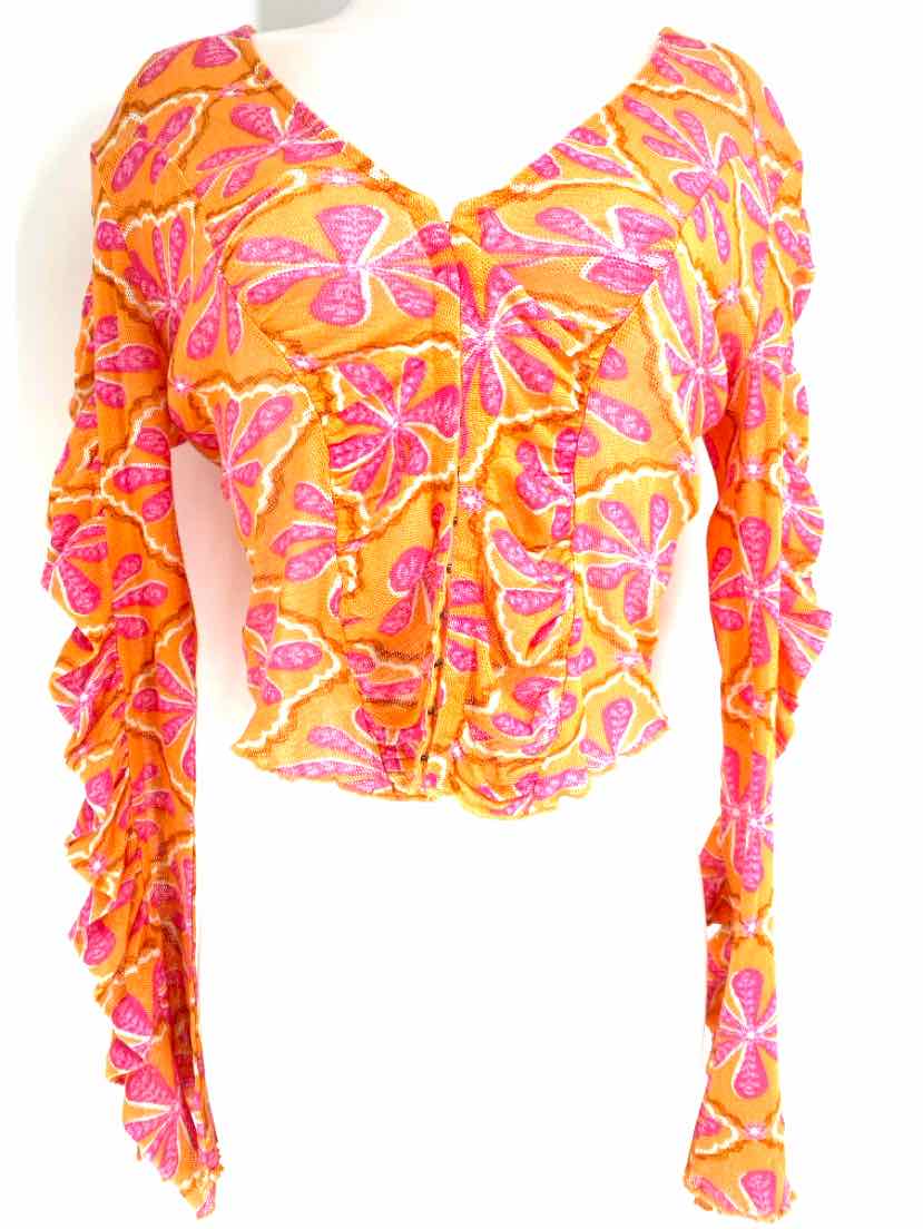 Size S FREE PEOPLE ORANGE PRINT Shirt