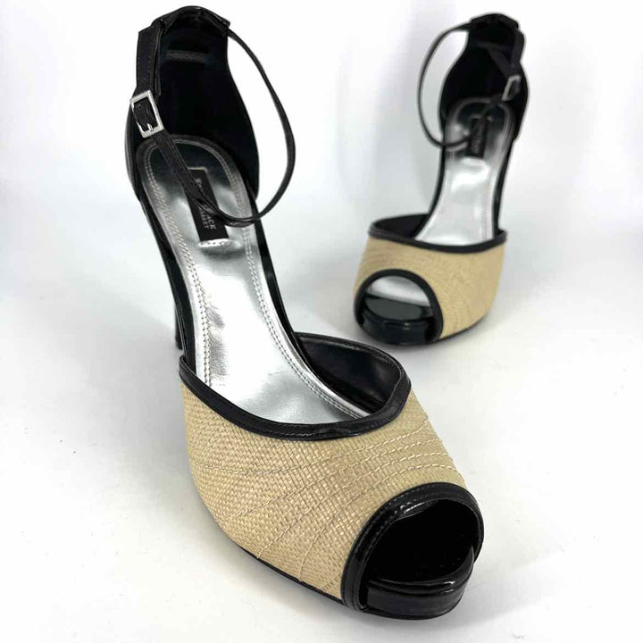 Shoe Size 9.5 White House Black Market Black PATENT Straw Pumps