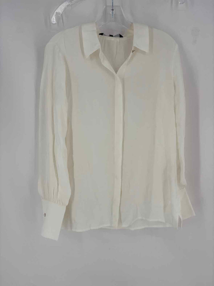 Size 6 White House Black Market Cream Shirt